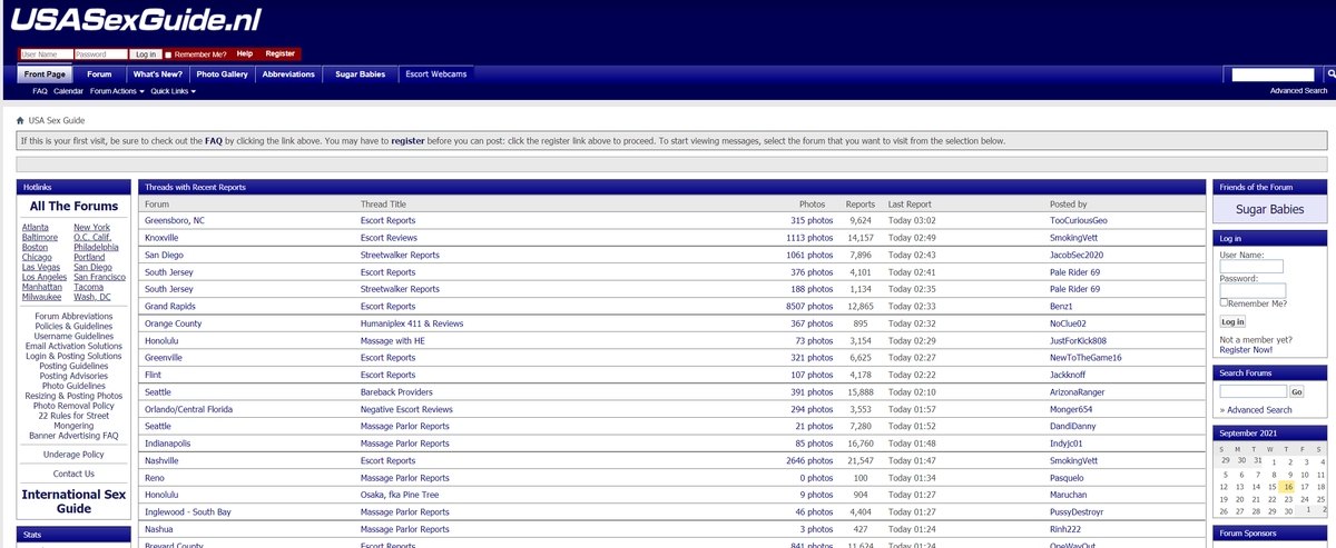 USASexGuide, Escort Sites