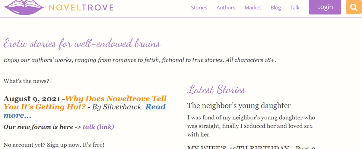 NovelTrove, Sex Stories Sites