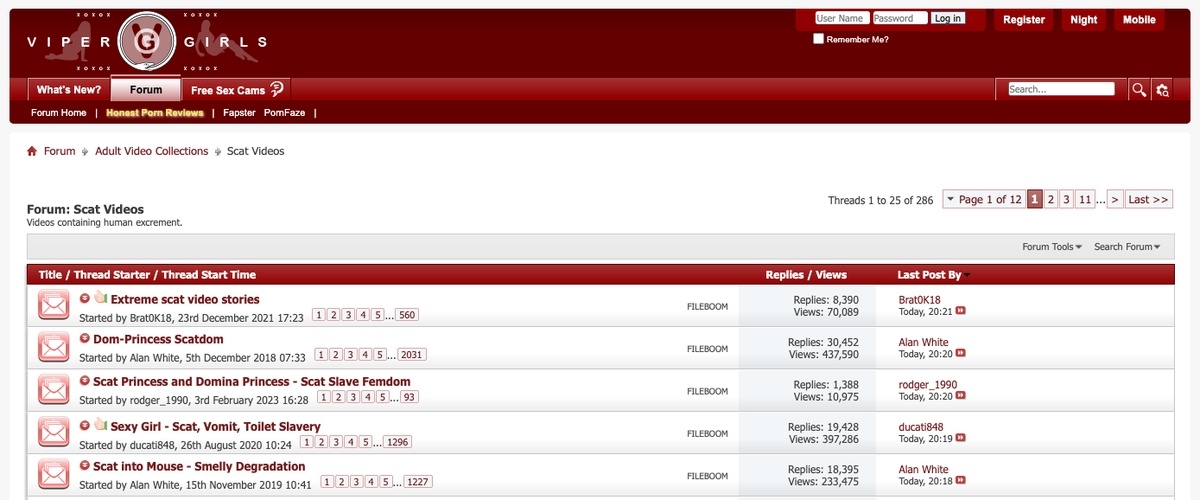 ViperGirls Scat, Hall Of Fame