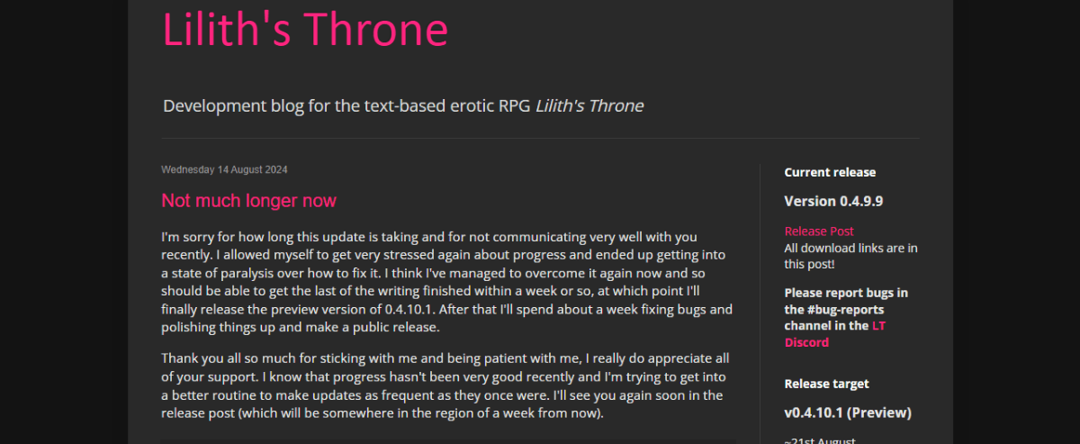 Lilith's Throne, Free Sex Games