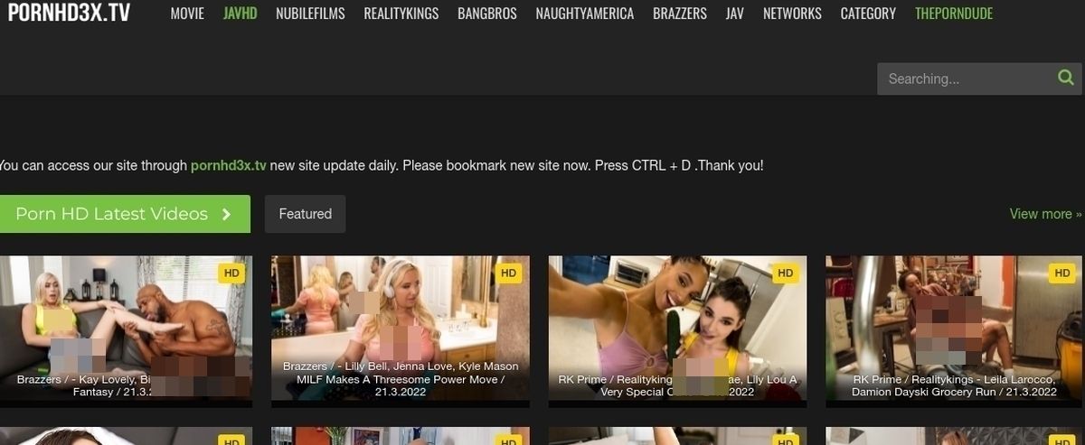 PornHD3x, Free Porn Tube Sites
