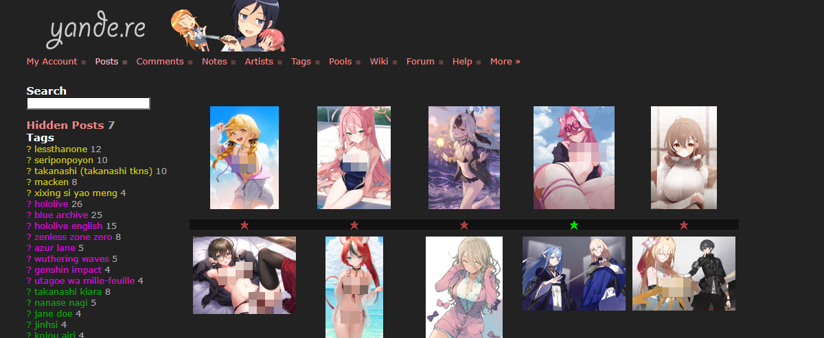 Yandere, Hentai Porn Sites
