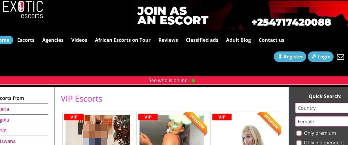 Exotic Africa, Escort Sites