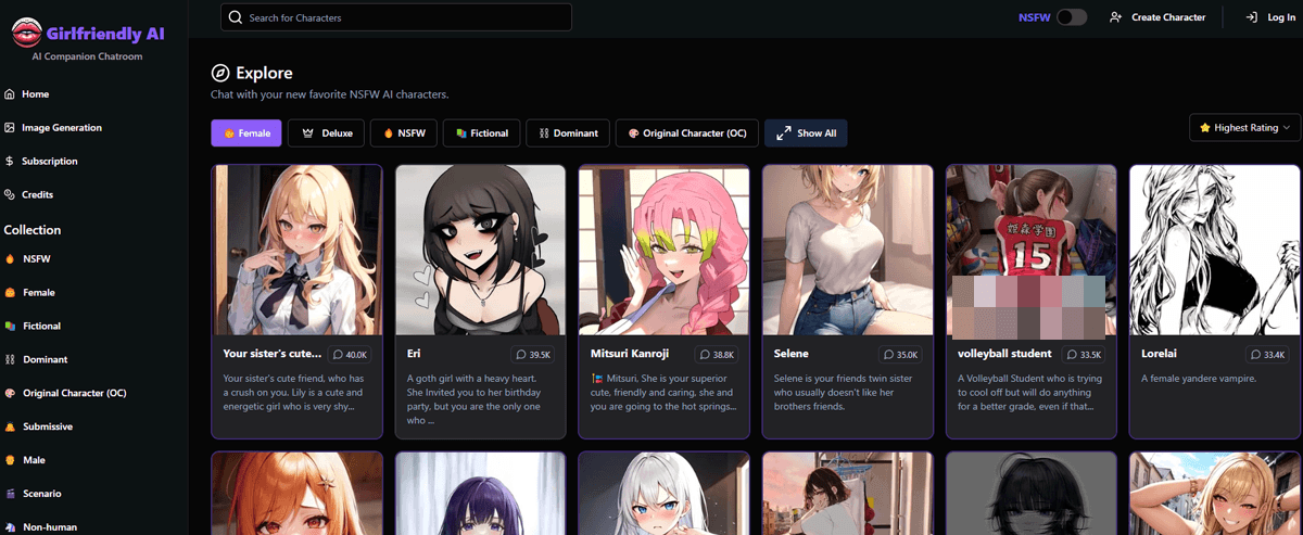 Girlfriendly AI, AI Porn Sites