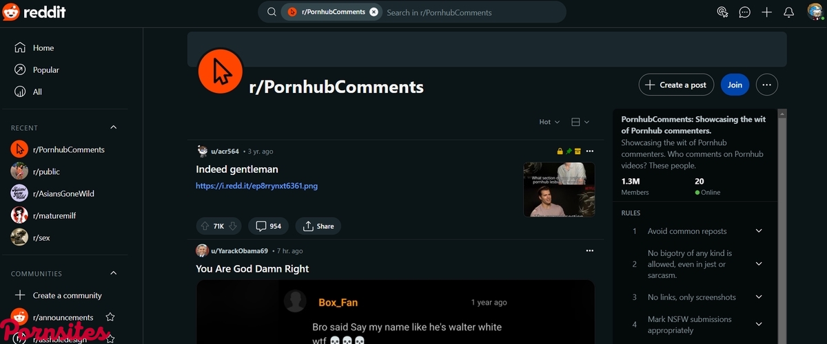 Reddit Pornhub Comments