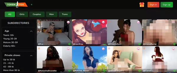 TokenFox, Live Sex Cam Sites