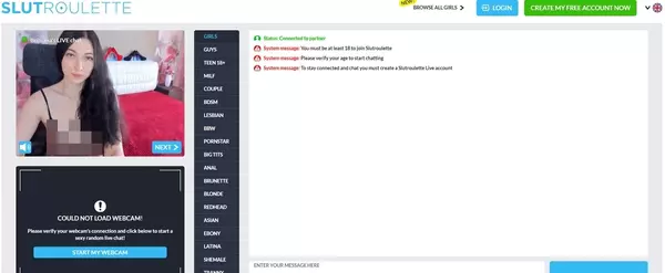 SlutRoulette, Live Sex Cam Sites